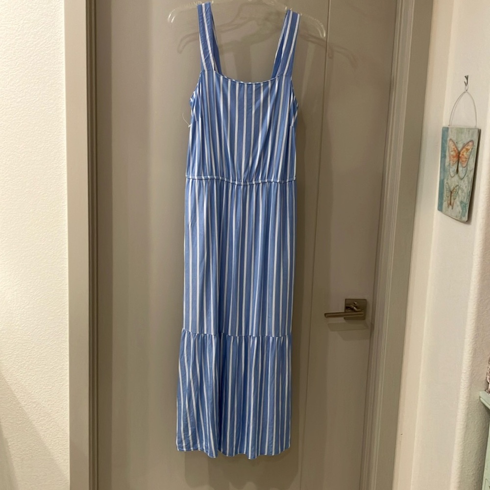 FINAL Sale Donating NWOT Amazon Basics Size S Maxi Dress Blue & White Stripes